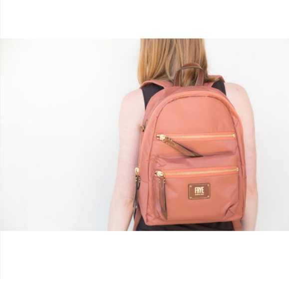 Frye Nylon Large Ivy Zip Backpack Dusty Rose - Picture 11 of 11